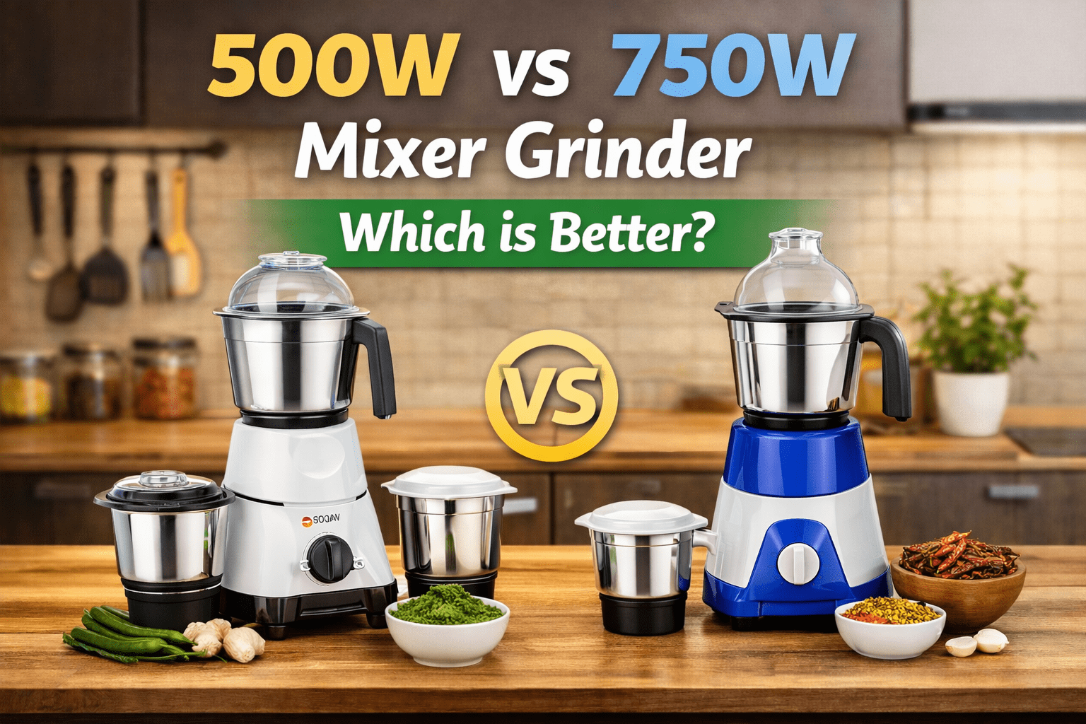 You are currently viewing 500W vs 750W Mixer Grinder – Which Is Better for Indian Kitchens?